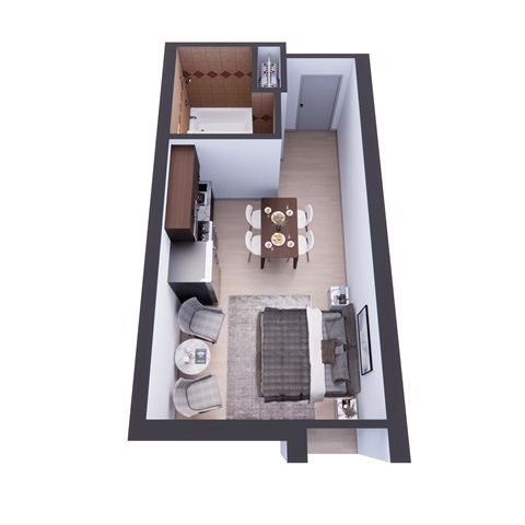 Studio Floor Plan at The Block at Sterling Heights, Michigan